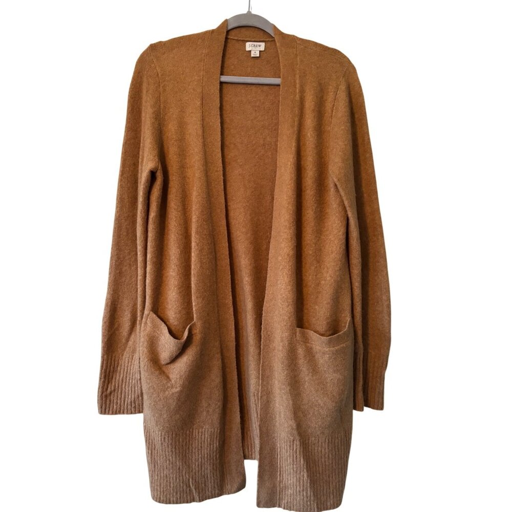 J.Crew Womens Open Front Cardigan S Camel Brown Wool Blend